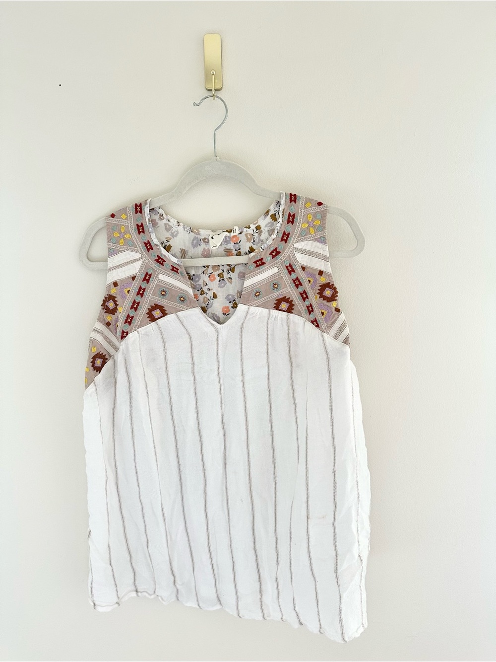 Anthropologie One September Embroidered Tank Top